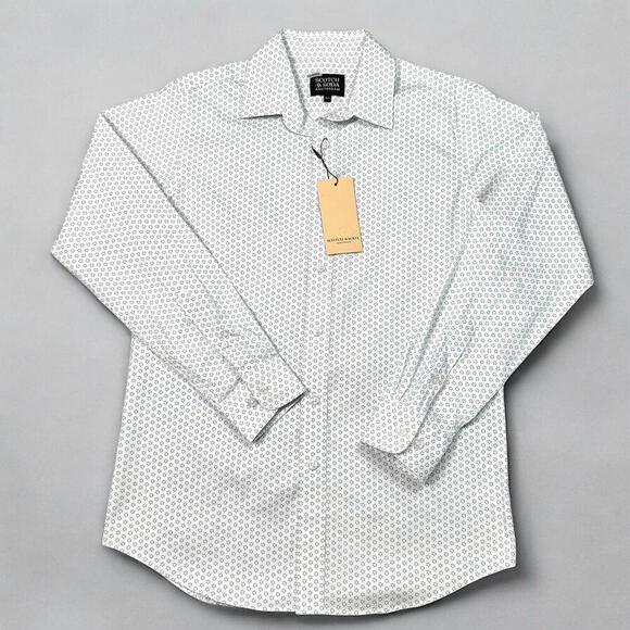 NWT Scotch & Soda Amsterdam Dress Shirt Sz 15.5 32/33 Geometric Blue Multi $180 - Picture 1 of 11